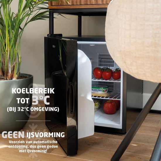 BREND BR-2240 Thermoelektrischer Mini-Kühlschrank - 44 Liter - Flüsterleise 35 dB - LED - Energieeffizient - Für Schlafzimmer, Büro oder Camping