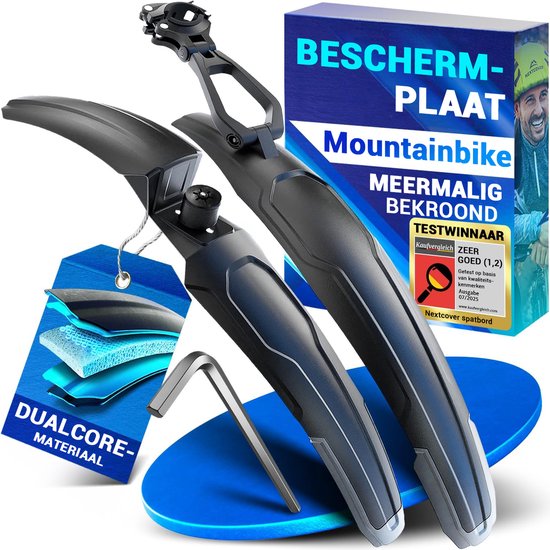 Nextcover Schutzblechset Mountainbike vorne und hinten - Abnehmbare MTB Schutzbleche Werkzeug - Geeignet für 24-29 Zoll Fahrräder - Vorderrad & Hinterrad - Vorderes Schutzblech & Hinteres Schutzblech