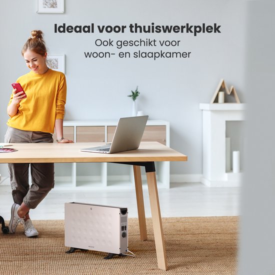 Auronic Heizkonvektor - 2000W - Eingebautes Gebläse - Elektrisches Heizgerät - Mit Thermostat - Heizgerät - Weiß