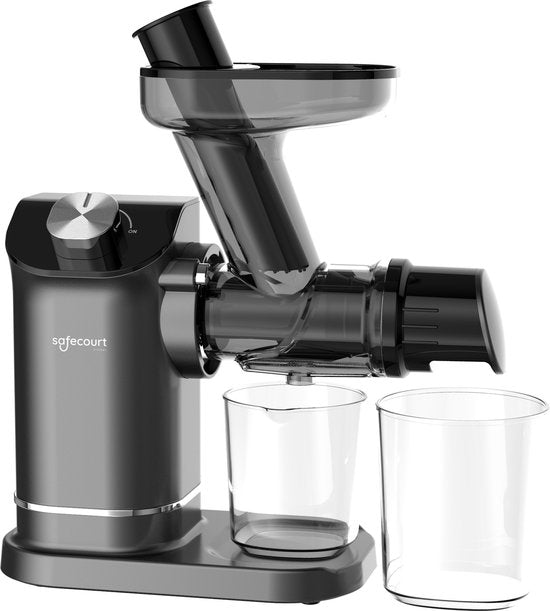 Safecourt Kitchen - Slow Juicer - 700 ml & Kaltpressung - Mit leisem Motor und Tropfstopp - Für frischen Saft von Obst und Gemüse - Grauer Kunststoff