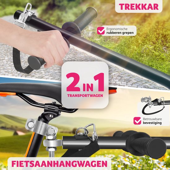 tectake® 2-in-1 Fahrradanhänger - Gepäckwagen und Kinderwagen - Anhänger für Fahrräder, Mountainbikes und eBikes - Transportanhänger mit Deichsel - Mit Plane und Luftbereifung - Maximale Tragfähigkeit 50kg