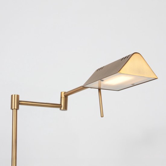 Stehlampe GlowGo 4603BR – Klassische Stehlampe in Bronze von Mexlite mit integriertem Akku, verstellbarem Arm und Dimmer, Höhe 125 cm