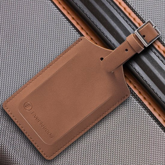 EverNeeds Kofferanhänger - Kofferanhänger für Koffer - Kofferanhänger - Kofferanhänger - PU Leder - Braun - 2 Stück