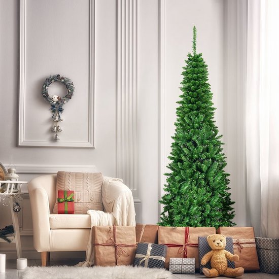 Coast Weihnachtsbaum in Bleistiftform mit warmweißen LED-Lichtern und Metallsockel & - 200cm
