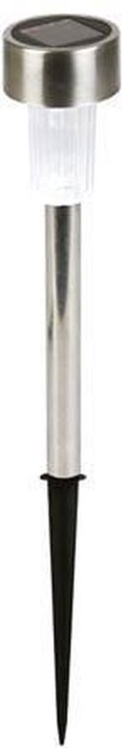 Perel Gartenlampe Solar 37 X 5.5 Cm Edelstahl Silber/Weiß