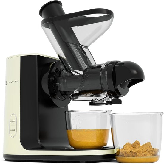 KitchenBrothers Slowjuicer - Entsafter - Gemüse- und Obstpresse - 43 mm und 60 mm Einfüllöffnung - 400 ml - Champagner