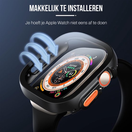 Gehäuse passend für Apple Watch Ultra - 49 mm Bildschirmschutz - Podec Full Cover Hard Case - Schwarz - 2 Stück