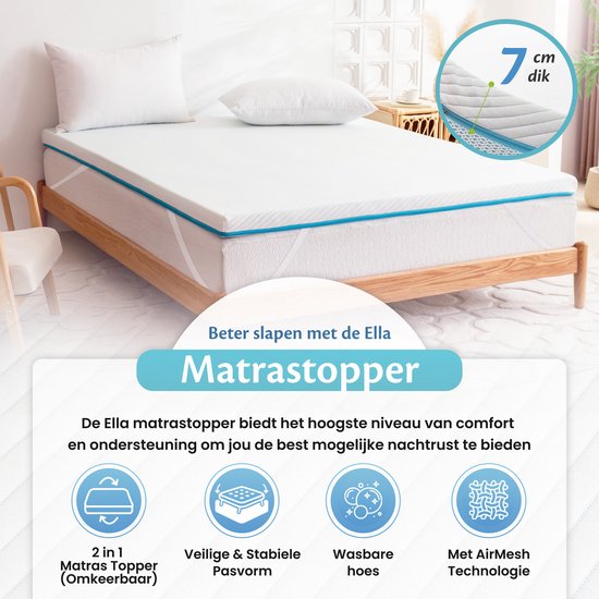 Ella Topper 80x200 cm - Matratze Topdekmatras - Matratzenauflage Gel Infused Memory Foam & Aircell Foam - Medium Firmness