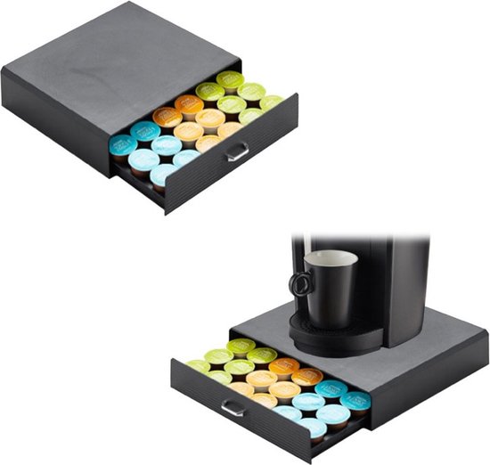 BRASQ Kapselhalter für Dolce Gusto Kapseln - Aufbewahrungsbox mit Schublade - 30 Tassen - Kaffeetassenhalter Schwarz