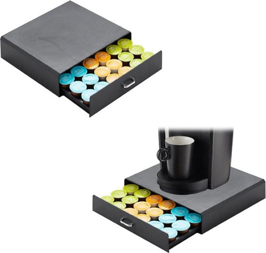 BRASQ Kapselhalter für Dolce Gusto Kapseln - Aufbewahrungsbox mit Schublade - 30 Tassen - Kaffeetassenhalter Schwarz