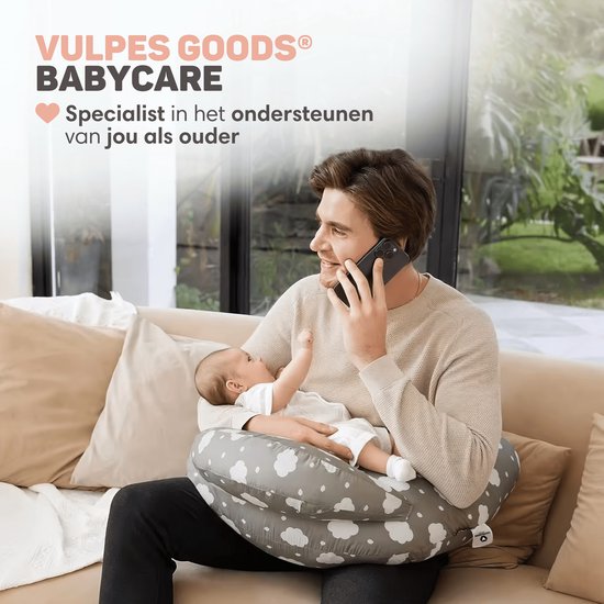 Vulpes Goods® BabyCare Stillkissen - Umstandskissen inkl. abnehmbarem Bezug - Grau