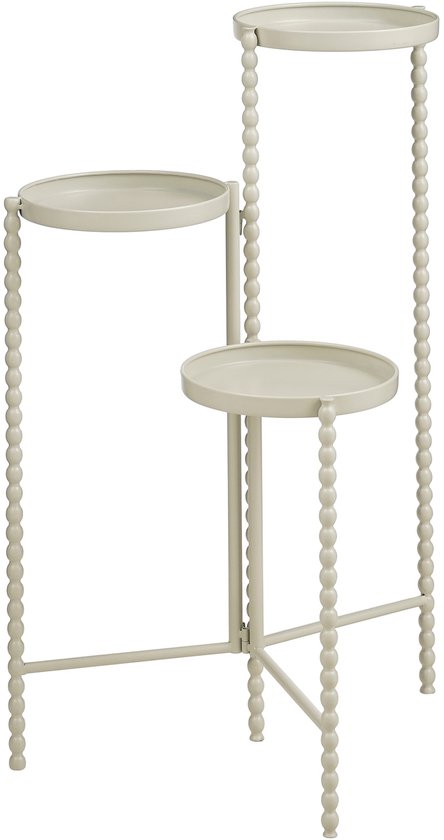Mica Decorations Salvo Pflanzenregal – Pflanzenständer für Zimmerpflanzen – Pflanzentisch für den Innenbereich – Pflanzenuntersetzer mit drei Ablagen – 40 x 40 x 70 cm – Eisen – Offwhite