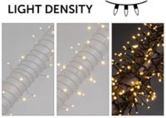 Merga LED, Lichtgirlande, 12 m, 1020 LEDs, warmweiß, schwarzes Kabel, für den Innen- und Außenbereich, 24 V
