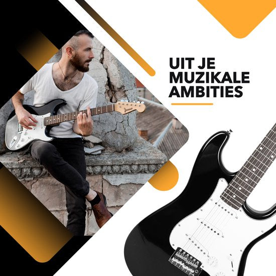 Finesse - Elektrische Gitarre - mit Lautsprecher & Zubehör - für Erwachsene & Kinder mit E-Learning Buch - Schwarz