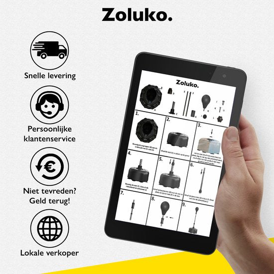 Zoluko Professional Boxing Ball on Foot - Inkl. E-Book - Verstellbare Höhe 120-160cm - Für drinnen und draußen - Boxtrainer - Boxing Ball on Stand - Boxing Set - Boxing Ball Standing - Boxen - Home Sports - Boxing Pole - Schwarz
