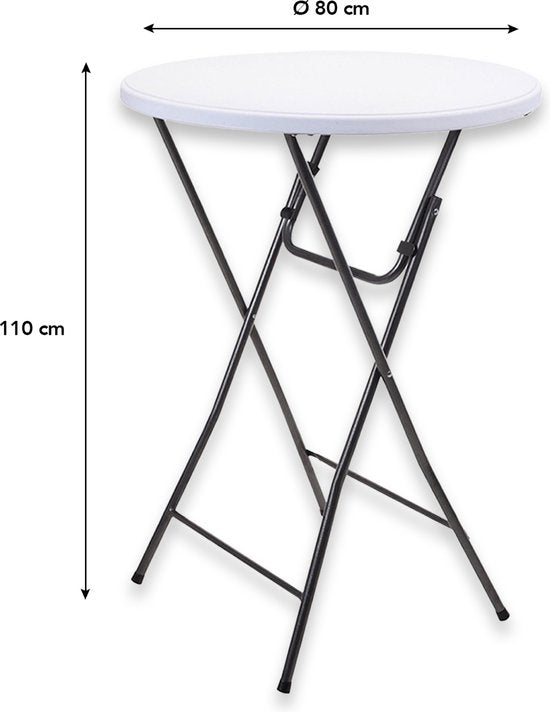 Infinity Goods Stabiler Stehtisch - Partytisch - Stabil und wetterfest - klappbar - 80cm x 110cm - Party - 1 Stück - Weiß/Grau