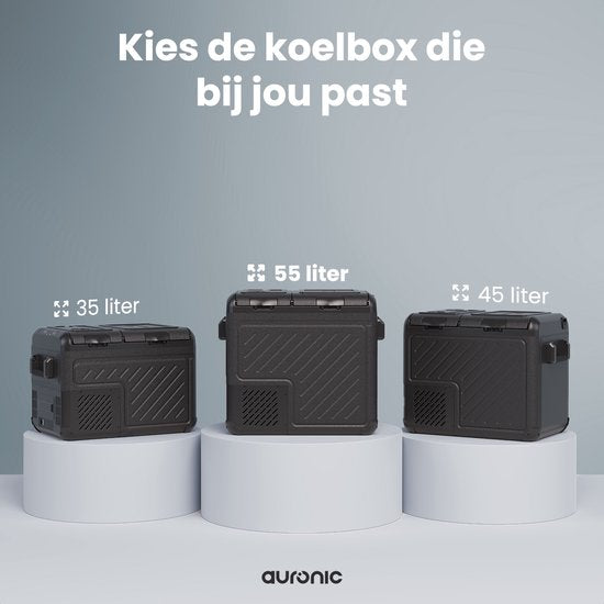 Auronic Electric Cool Box - Kompressor - Zwei Zonen - 12V 230 Volt - Auto - 55L - Frigobox - Schwarz/Grau