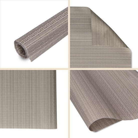 Castagnola Tischsets - Kunststoff Tischsets - Untersetzer - Tischsets Kunststoff und PVC - 6 Stück - 45 x 30 cm - Braun