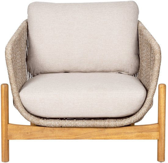 Sessel Braun/Beige - Akazienholz & Textil - 78,5x86x72 cm - Sessel Terracina - House Nordic