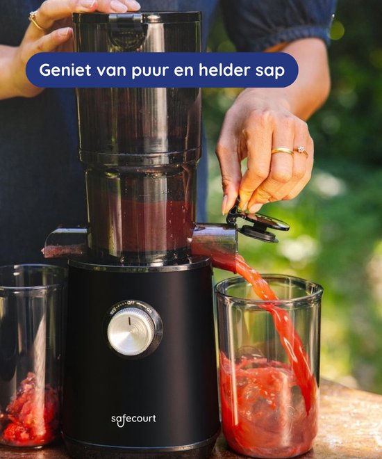 Safecourt Kitchen Entsafter - Für Obst & Gemüse - XXL Einfüllöffnung - Leistungsstarker Motor - Schwarz