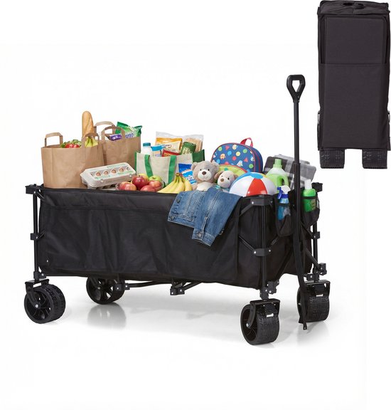 Mr Fold Bolderkar - XXL - faltbar - 300L - 150KG Tragfähigkeit - Schwarz - 5 Jahre Garantie