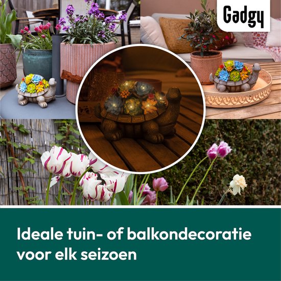 Gadgy Solar-Gartenleuchte Schildkröte - Solarenergie-Gartenleuchte - Solar-Tischlampe - Außenlampe Gartenstatue - Gartenlaterne mit Tag/Nacht-Sensor - Beleuchtung für draußen - Gartenlaterne
