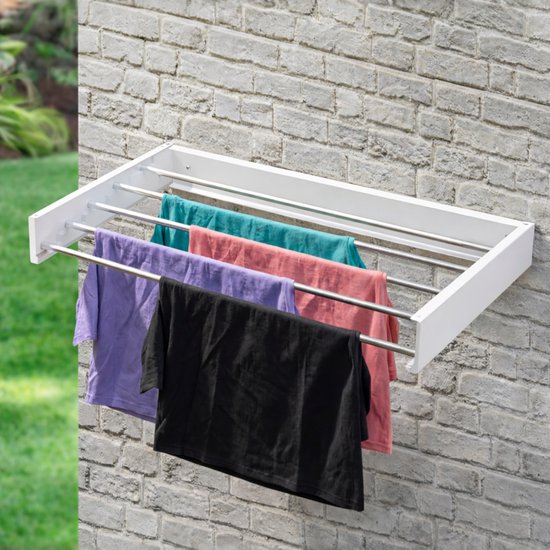 Vonia Wandtrockengestell - Trockengestell - Wäscheständer - Wandtrockengestell - 100 x 50 cm - Weiß