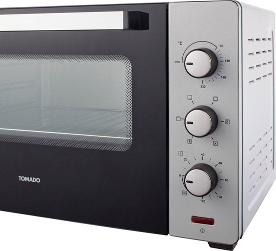 Tomado TEO4500S - Freistehender Backofen - 45 Liter - 2000 Watt - Heißluft - 3 Einschubebenen - Silber