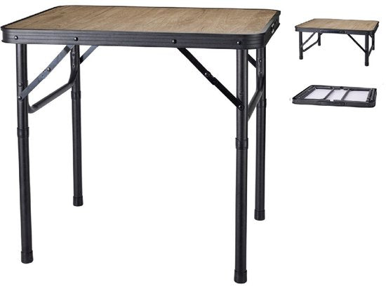 Redcliffs Campingtisch - Aluminium - leicht - Holz/schwarz - 60 x 45 x 56 cm - verstellbar/ausziehbar/zusammenklappbar