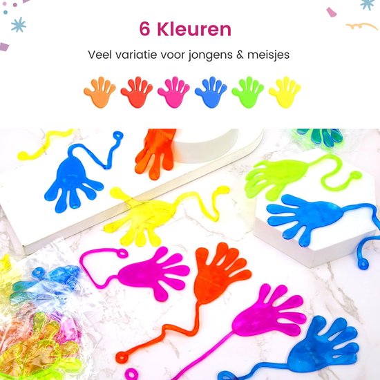 Partizzle 48x Sticky Hands - Sticky Hands Hand Out Gifts - Grabbelton Treat Gifts - Sensory Small Toys - Für Kinder & Kleinkinder