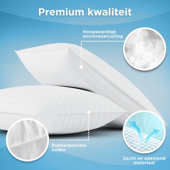 CozySense® Kissen - 2er Set - 50x70 CM - Premium Schlafkissen - 100% Baumwollbezug - Kopfkissen - Stützkissen für Seiten-, Bauch- und Rückenschläfer