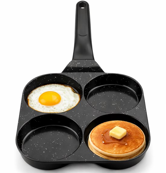 CeraFusion Pfannkuchenpfanne mit 4 Fächern Ø8 cm - Induktion - PFAS-frei - Eierpfanne - Keramikbeschichtung - Für Induktion geeignet