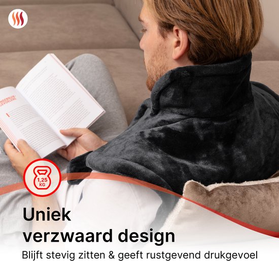 Seranova gewichtete elektrische Wärmekissen für Rücken, Schultern und Nacken - Heizkissen - Heizkissen - 1.3KG - 100w - Grau