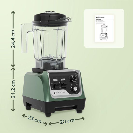 KitchenBrothers Power Blender - 1600W - 2L - Smoothie Maker - Eiszerkleinerer - Pastellgrün