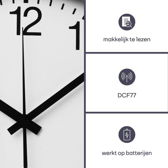 Perel Wanduhr 30 cm, analog, geräuschlos, mit automatischer DCF-Zeitsynchronisation, gut ablesbares Zifferblatt, silberfarbener Aluminiumrahmen, Uhr für Wohnzimmer, Küche, Büro oder Wartezimmer