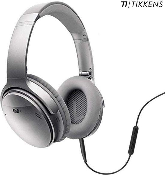 TIKKENS® Audiokabel - 2,5 mm Klinke auf 3,5 mm Klinke - Schwarz - 1,35 m - Aux - Mikrofon - Geeignet für Bose Quietcomfort 25/35, Apple - On-Ear Kopfhörer - Verlängerungskabel