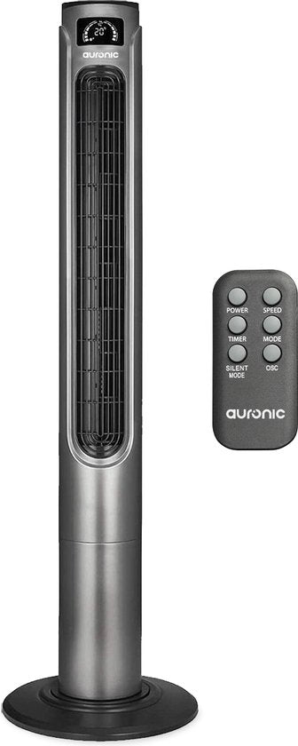 Auronic Tower Fan - Standventilator mit Fernbedienung - Bodenventilator - Timer - Säulenventilator - Ventilator - 55W - 45dB - 118cm - Dunkelgrau