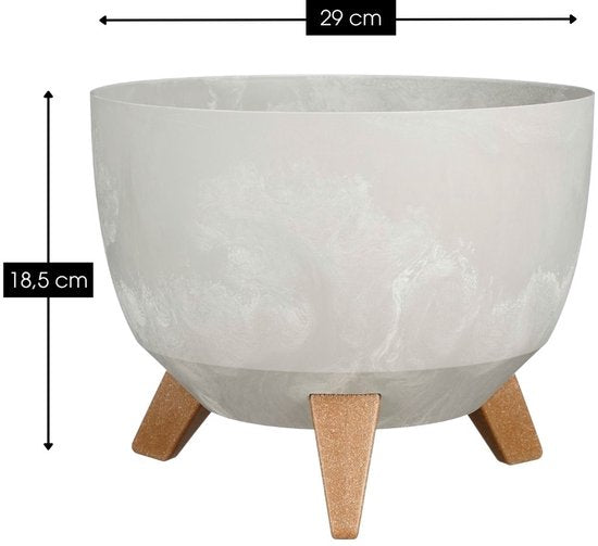 Mica Decorations Doppio Pflanzkübel auf Füßen – 18,5 x Ø29 cm – Pflanzkübel für den Außenbereich – Blumenkästen für den Balkon – recycelter Kunststoff – grau