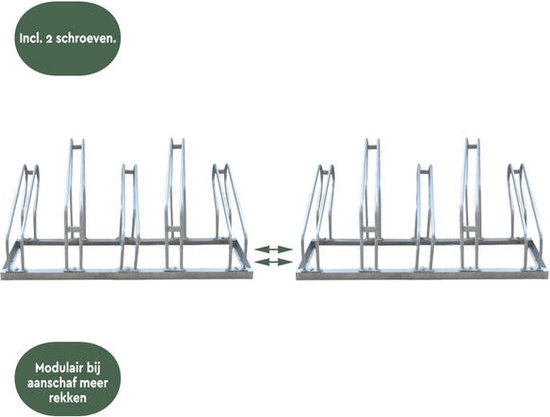 BRASQ Fahrradträger für 5 Fahrräder - Fahrradständer - Fahrradträger - Fahrradträger für Boden Inklusive Befestigungsmaterial - Silber