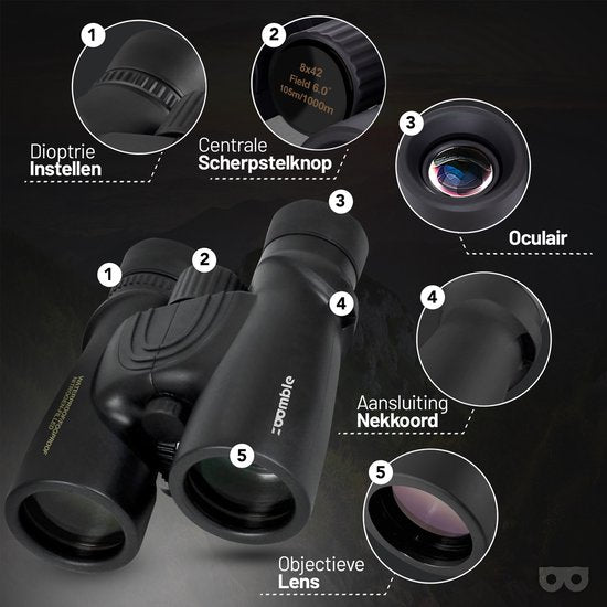 Zoomble® Fernglas PRO 8x42 mit Tragetasche – inkl. E-Book „Vogelbeobachtung“ – Bak-4-HD-Linse – geeignet für Vogelbeobachter, Outdoor-Aktivitäten und Wandern – für Erwachsene – Fernglas