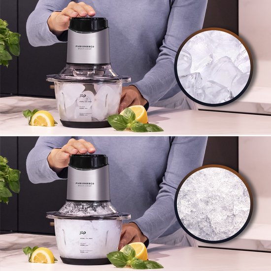 JAP Appliances Multi Chop + Expansion Pack - Zerkleinerer mit Glasschüssel 600ml - Eiszerkleinerer, Knoblauchschäler und Schneebesen - spülmaschinenfest - 400W