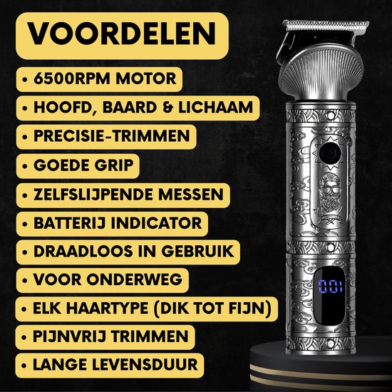6-in-1 Barttrimmer Männer - Trimmer für Bart und Körper - Inkl. 6 Aufsätze - Body Groomer Männer - Body Trimmer Männer - Clippers - 0.5-15MM - Nase und Ohren - Multitrimmer - Haartrimmer - Trimmgerät Bartmaschine - Multigroomer
