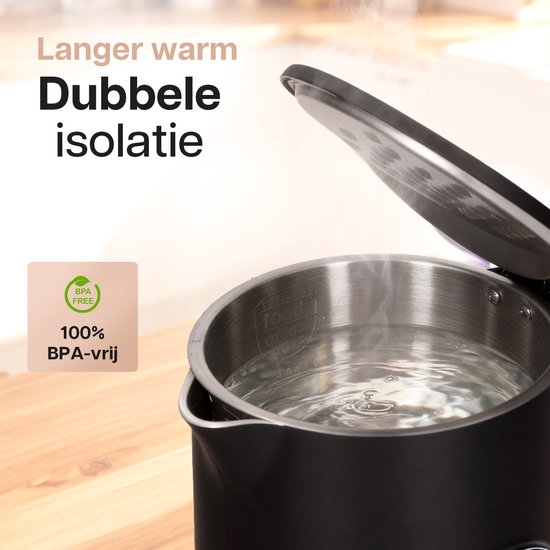HomeShift® Wasserkocher mit Temperaturkontrolle - Warmhaltefunktion - Doppelwandig - Elektrisch - 1,7 Liter - 2200W - Schwarz