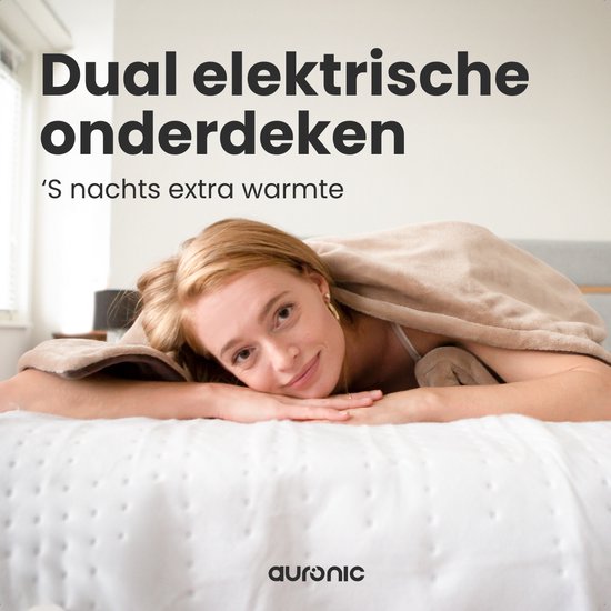 Auronic Electric Blanket XL - 190x90cm - 1 Person - 2 Wärmezonen - Heizdecke - Weiß