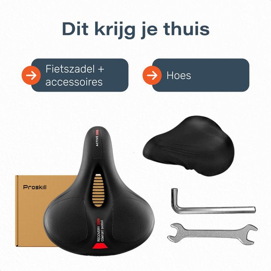 Proskill Unisex Fahrradsattel - 100% wasserdicht - Inkl. Satteldecke - Ergonomisch - Mit Federung - Rennrad - Gel - Mountainbike - Damen - Sattel - Zubehör - Schwarz