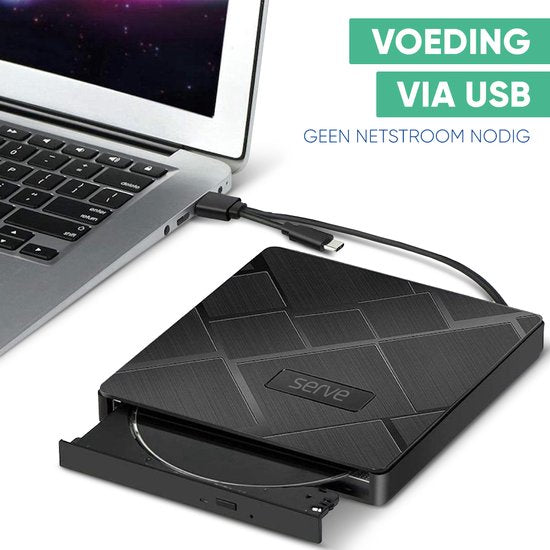 Serve 4-in-1 Externer CD / DVD Player & Brenner für PC, Laptop & Mac iOS - Plug & Play - SD & Micro SD Kartensteckplatz + USB Hub