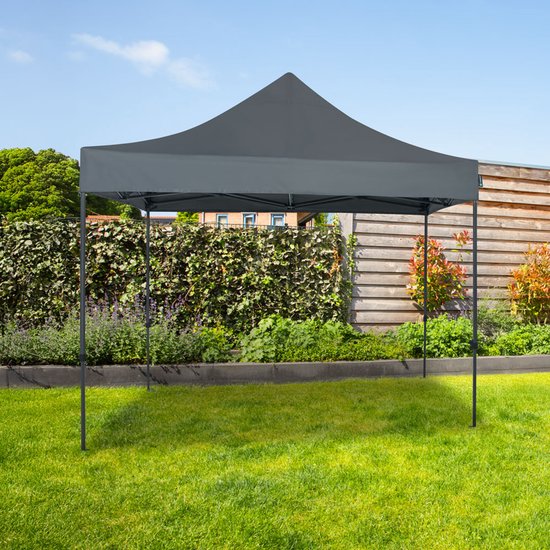 VONROC Partyzelt - 3x3 m - Premium easy-up Partyzelt - Modulares Design - Faltbar - Wasserdicht - Stahlrahmen - 50+ UV Schutz - Inklusive Aufbewahrungstasche - Grau