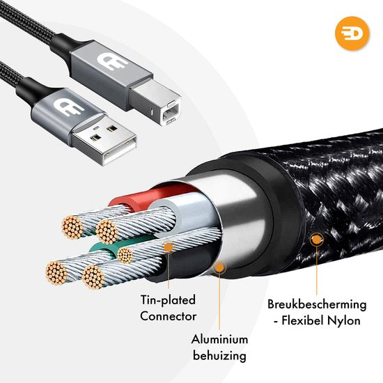 Drivv. Premium-Druckerkabel USB 2.0 auf USB B Kabel - Druckerkabel 3 Meter
