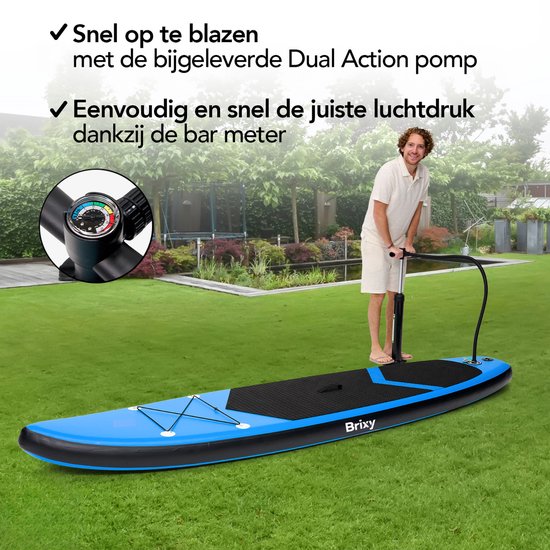 Brixy SUP Board - Aufblasbares Paddle Board - Komplettset - 305 cm - Max. 150 kg - Blau