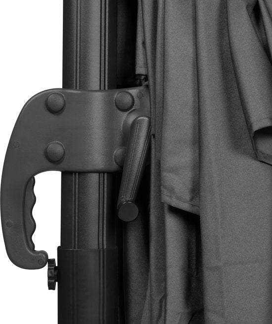 VONROC Premium Floating Parasol Pisogne 300x300cm - Inkl. Kreuzfuß & Schutzhülle - Quadratischer Sonnenschirm - 360° drehbar - Neigbar - UV-beständiges Tuch - Schwarz